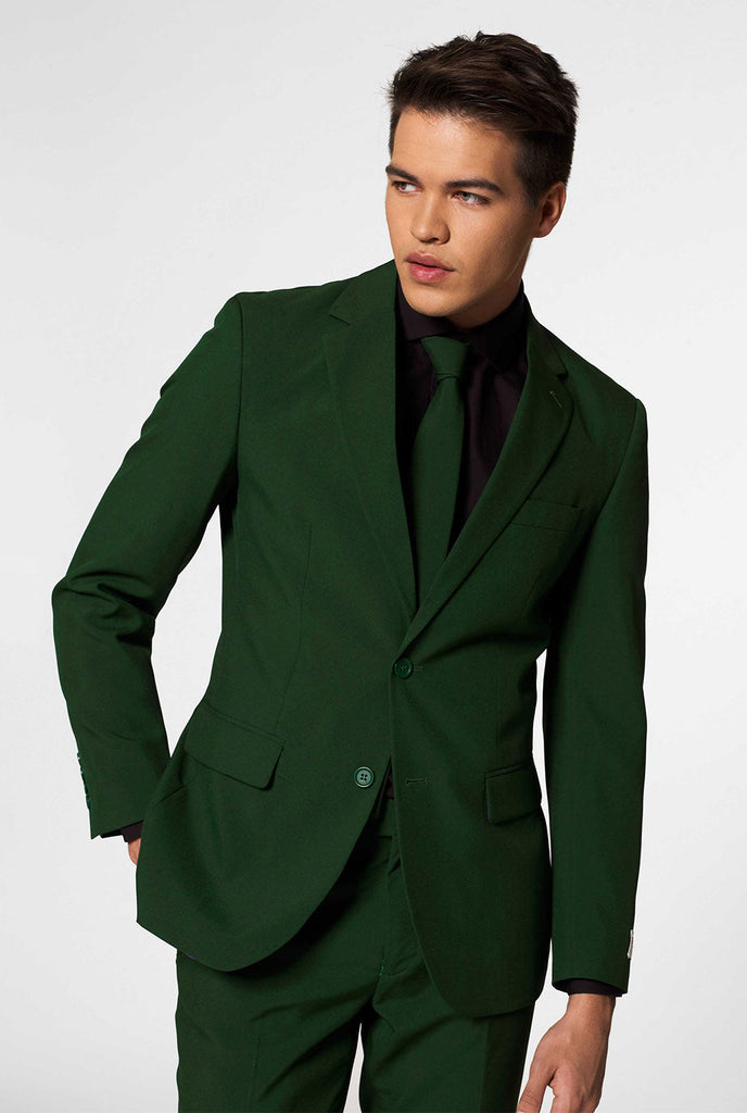 Filmpje van man die een OppoSuits Glorious Green groen herenpak draagt.