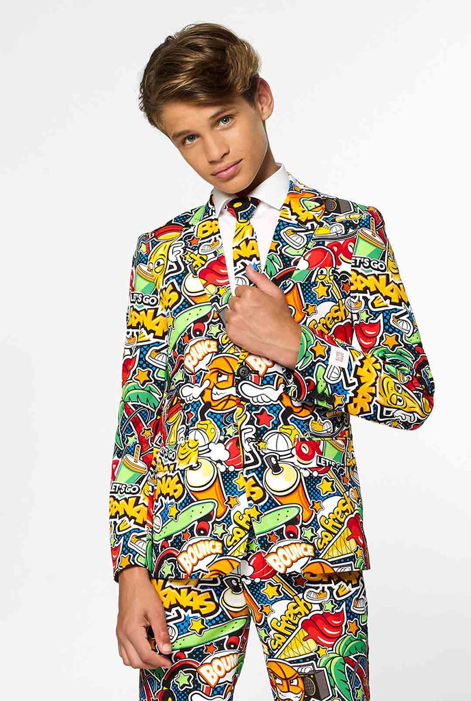 Crazy Retro Suit Street Vibes voor tienerjongens gedragen door jongen